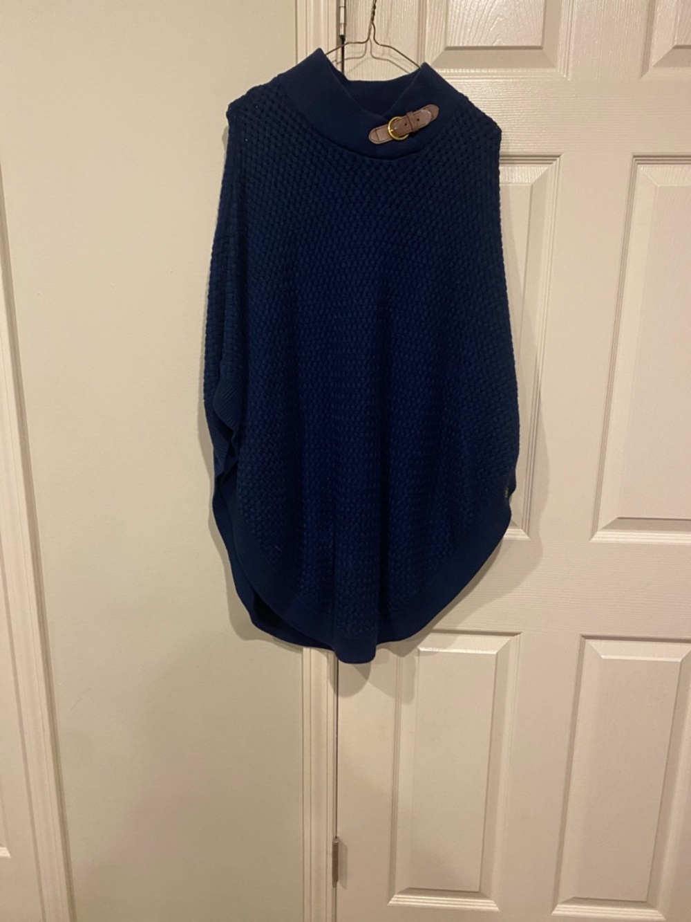 Banana Republic Navy Knit Poncho with Buckle Collar